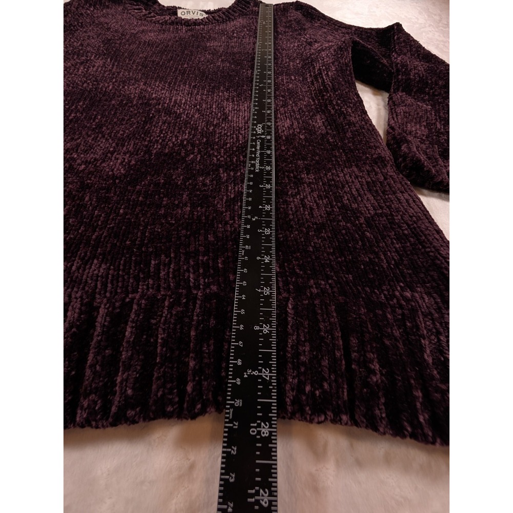 Orvis Women's Chenille Plum Brown Sweater Size XL Pullover Plush Soft Crewneck - Picture 6 of 10